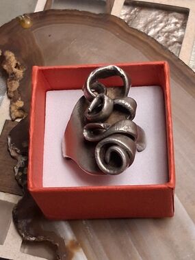 Artisan Sculpted Silver-Tone Floral Statement Ring